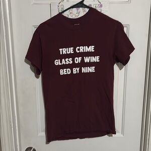 Maroon Graphic Tee with White Text